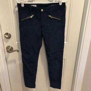 Navy blue velvet ankle length pants